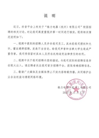 女大学生称校招群内被怼，杭州格力严正声明：非我司员工，将追责