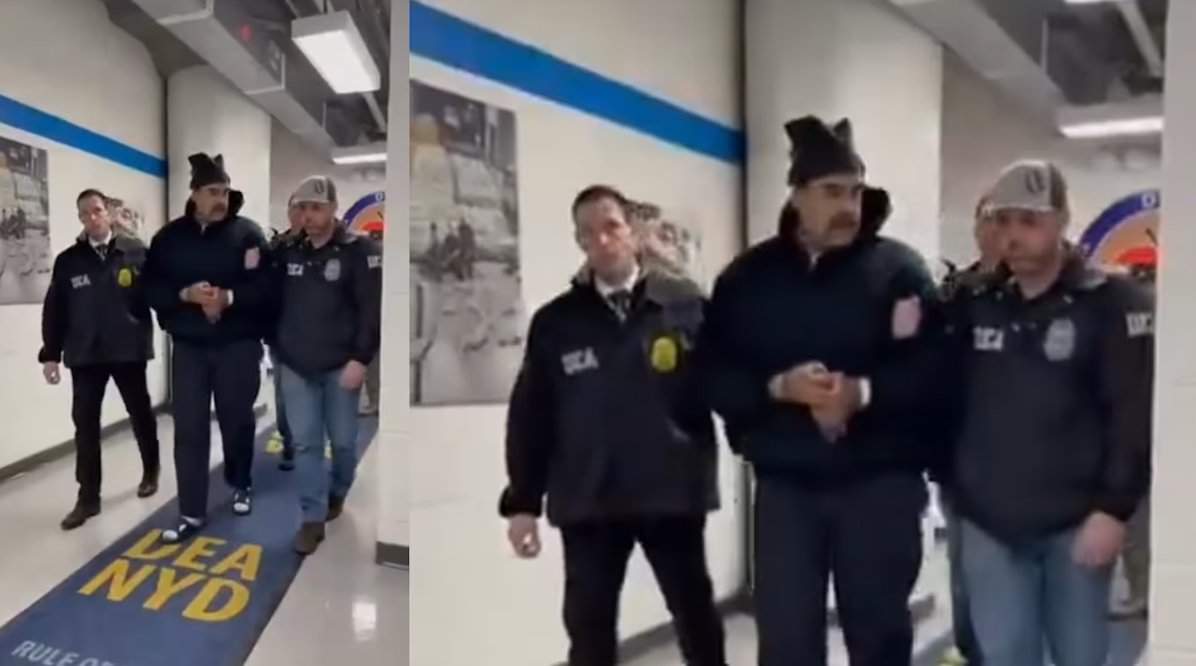 白宫发布视频:委内瑞拉总统马杜罗在美方人员控制下,向现场人员说“新年快乐”!地毯上标有美国缉毒局纽约分局(DEA NYD)的字样 第1张 白宫发布视频:委内瑞拉总统马杜罗在美方人员控制下,向现场人员说“新年快乐”!地毯上标有美国缉毒局纽约分局(DEA NYD)的字样 第1张