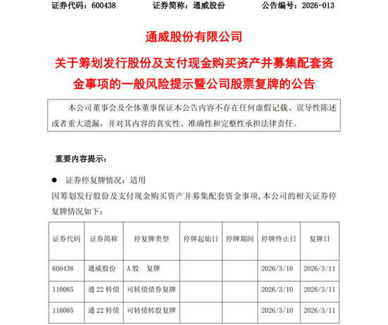 600438，大动作！明日复牌  第1张